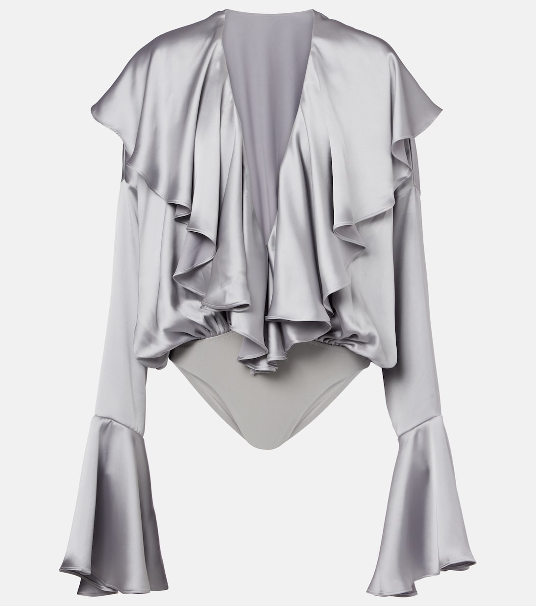 Ruffled satin bodysuit | Norma Kamali