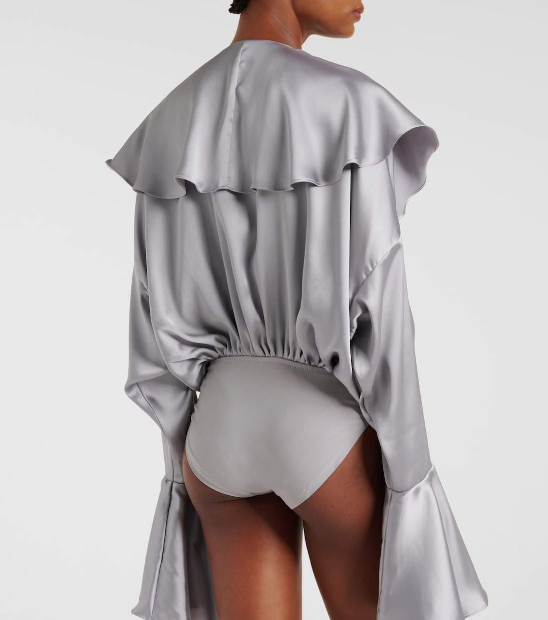 Ruffled satin bodysuit | Norma Kamali