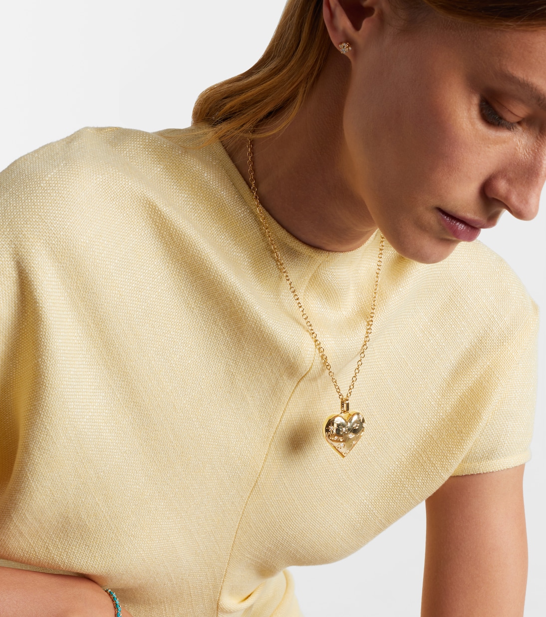 Puffy Icon Heart 14kt gold pendant with diamonds  | Sydney Evan