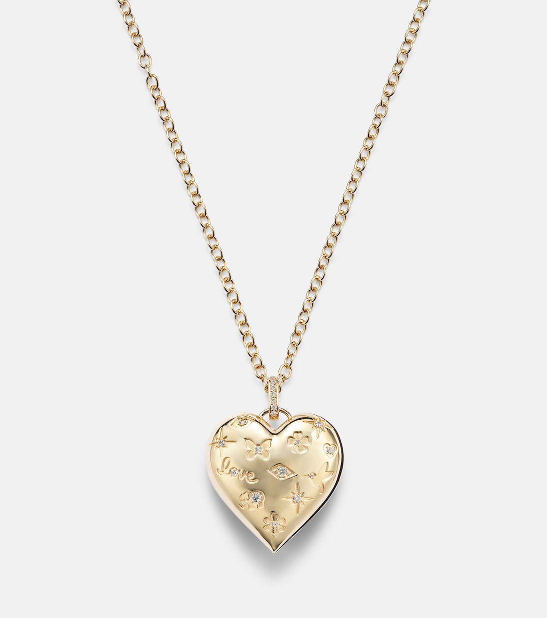 Puffy Icon Heart 14kt gold pendant with diamonds  | Sydney Evan