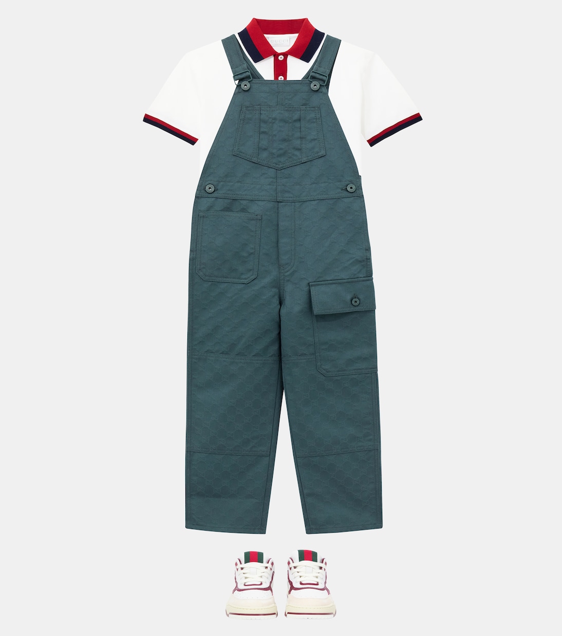 Web Stripe cotton-blend polo shirt | Gucci Kids