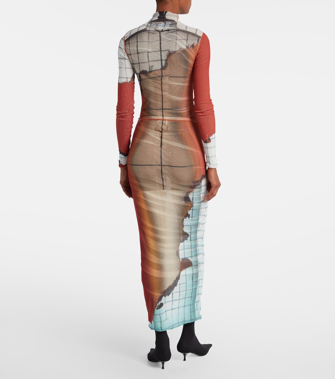 Fire printed mesh bodysuit | Jean Paul Gaultier