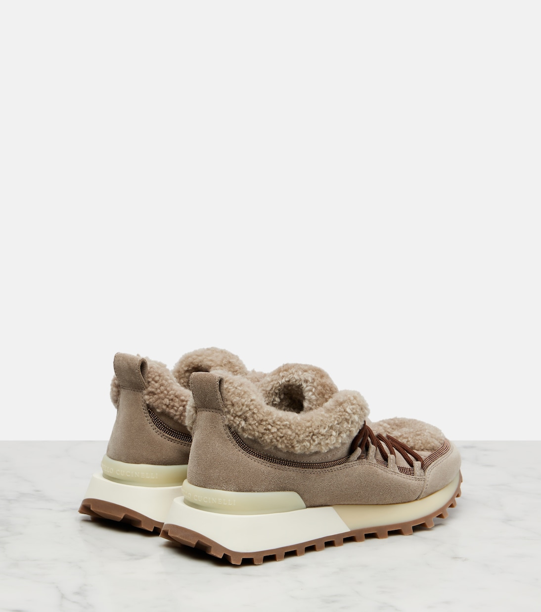 Shearling-lined suede sneakers | Brunello Cucinelli
