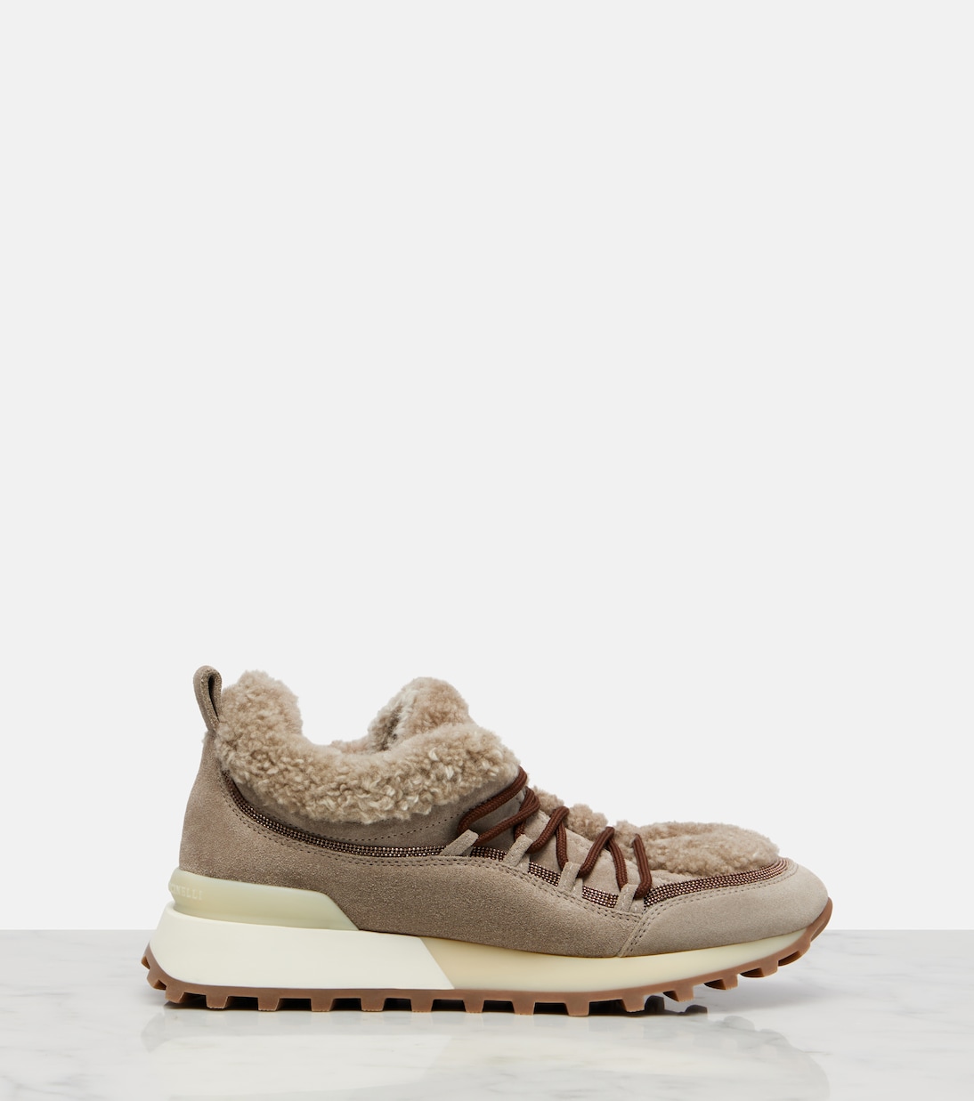 Shearling-lined suede sneakers | Brunello Cucinelli
