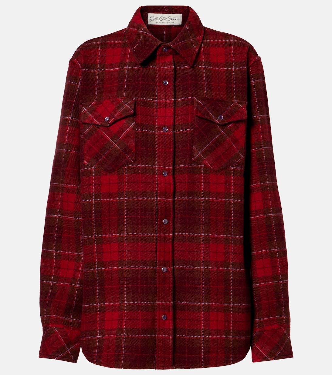 Love Tartan cashmere shirt with amethyst | God's True Cashmere