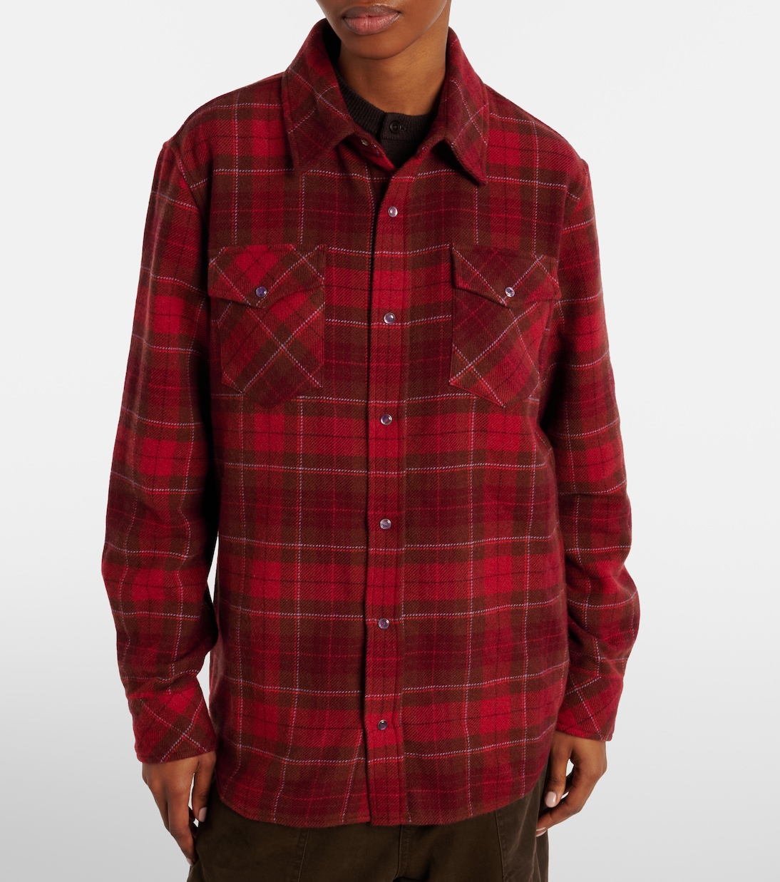 Love Tartan cashmere shirt with amethyst | God's True Cashmere