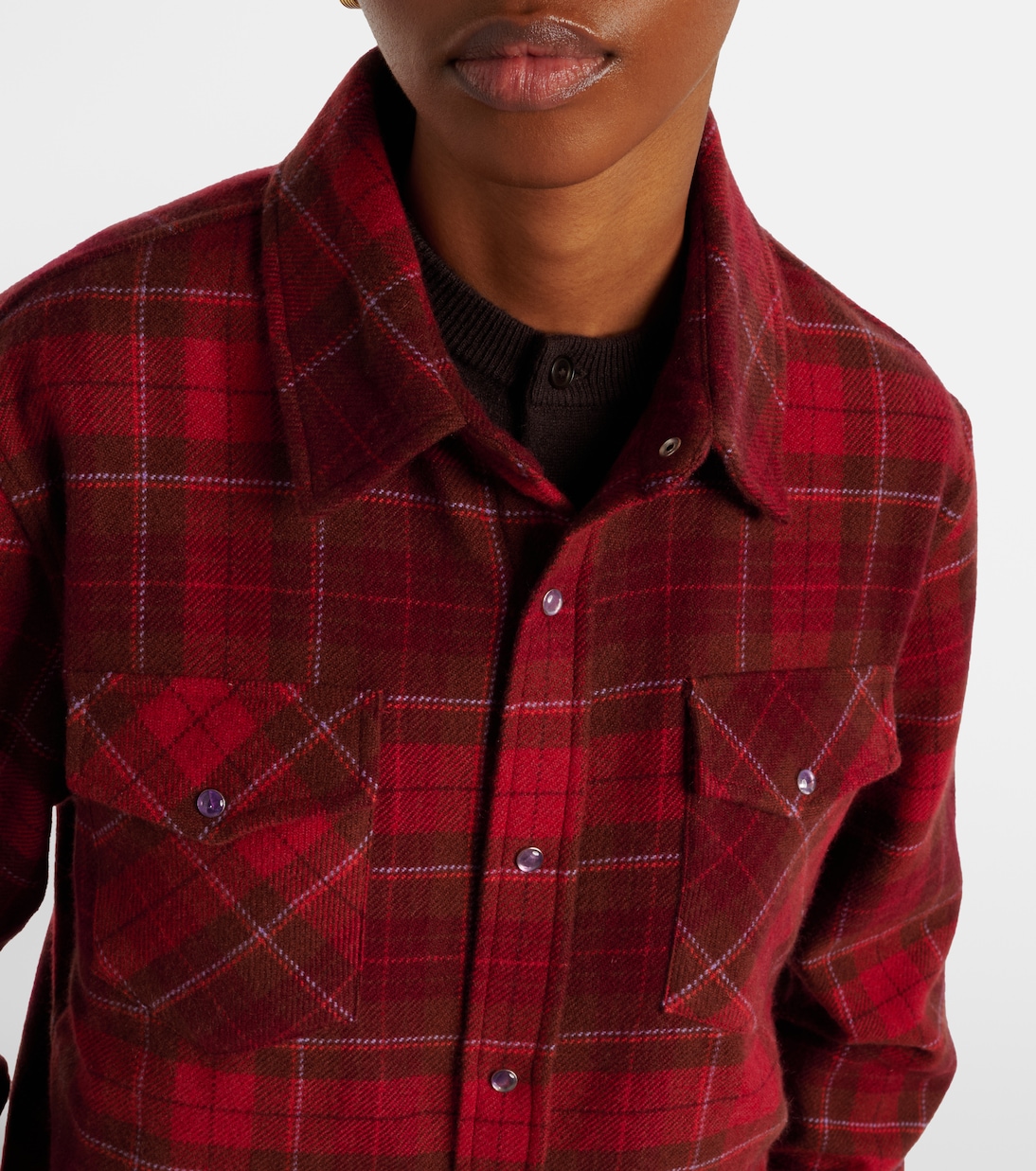 Love Tartan cashmere shirt with amethyst | God's True Cashmere
