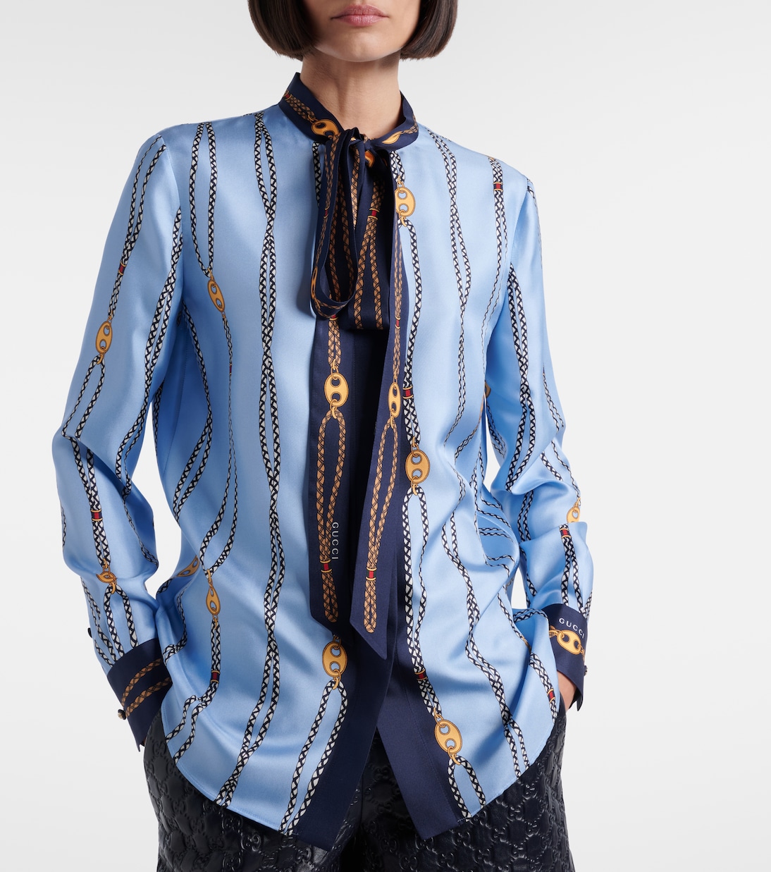 Bedruckte Schluppenbluse aus Seiden-Twill | Gucci