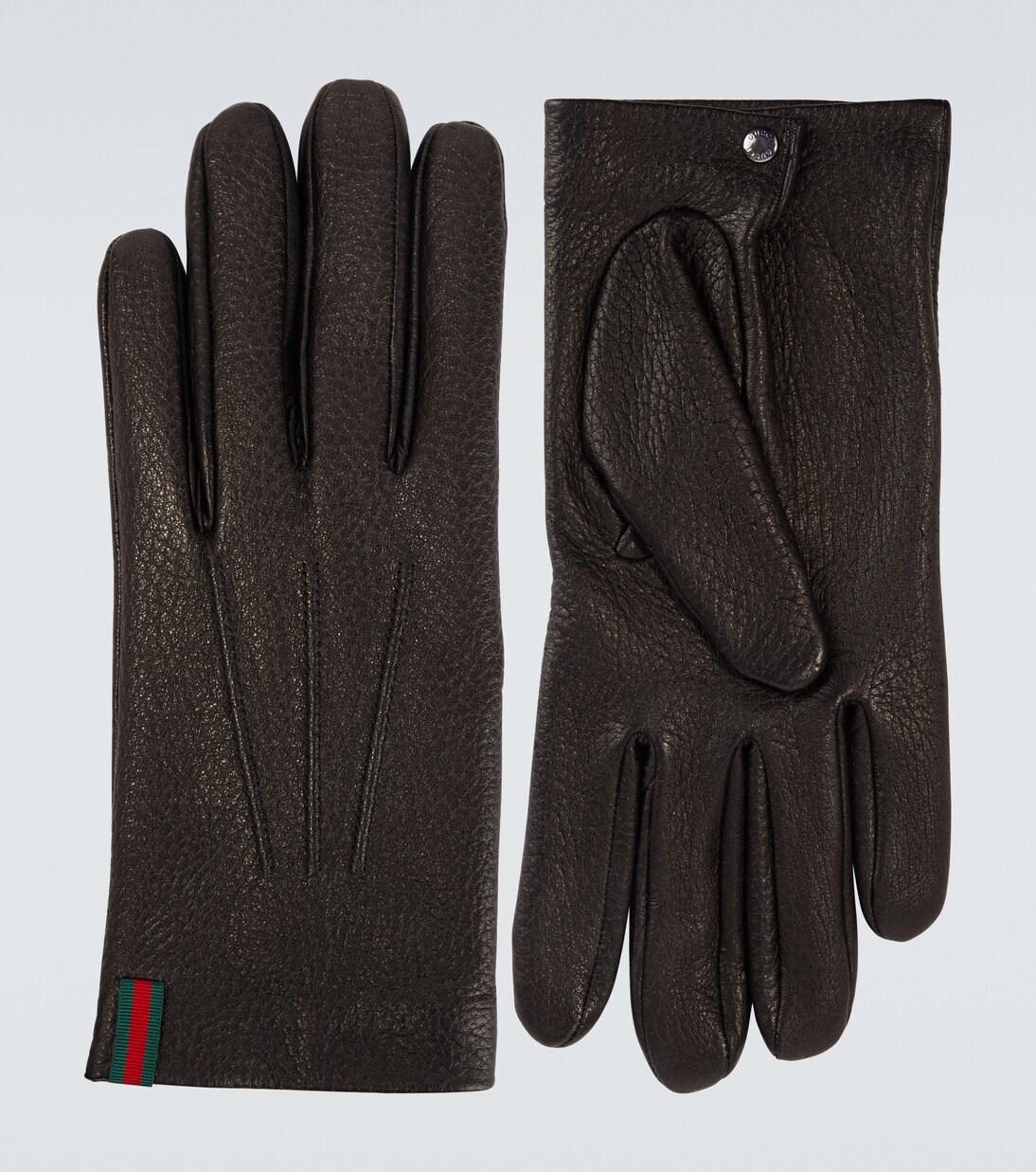 Web Stripe leather gloves | Gucci