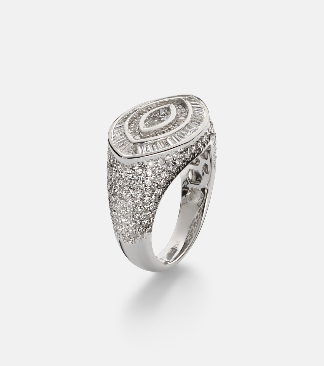 Bague d'auriculaire en or blanc 18 ct (750/1000) avec diamants | Shay Jewelry