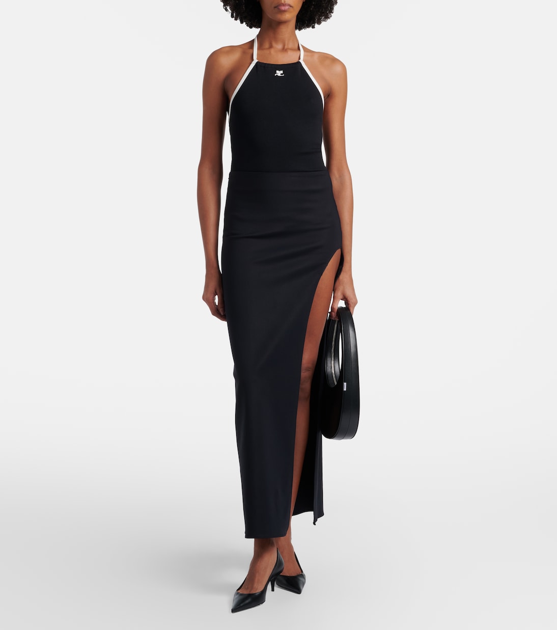 Logo tie-back cotton halterneck top | Courrèges