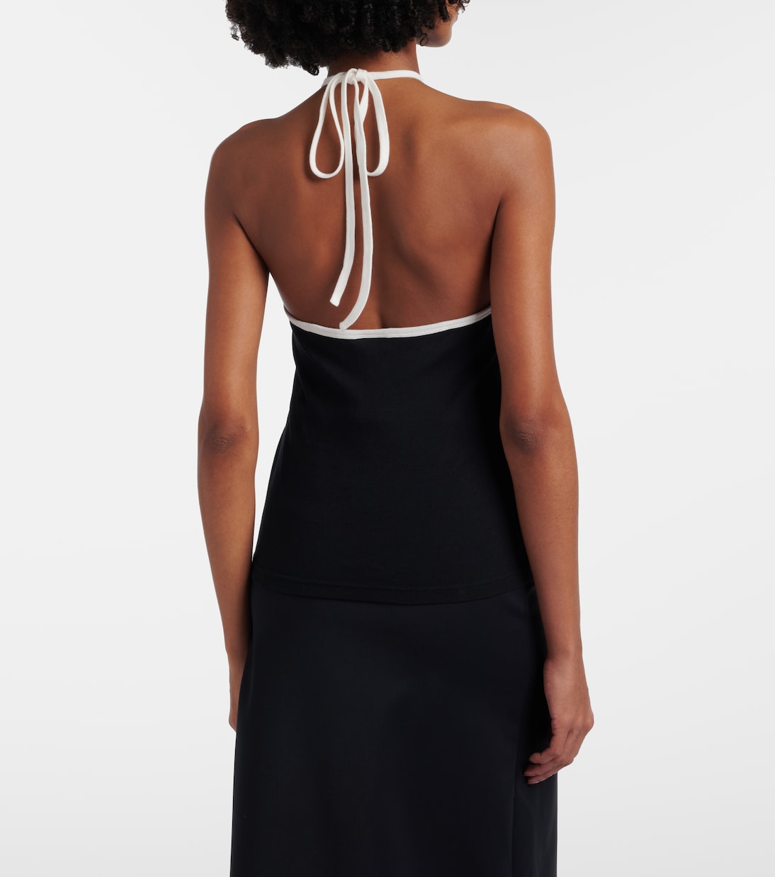 Logo tie-back cotton halterneck top | Courrèges