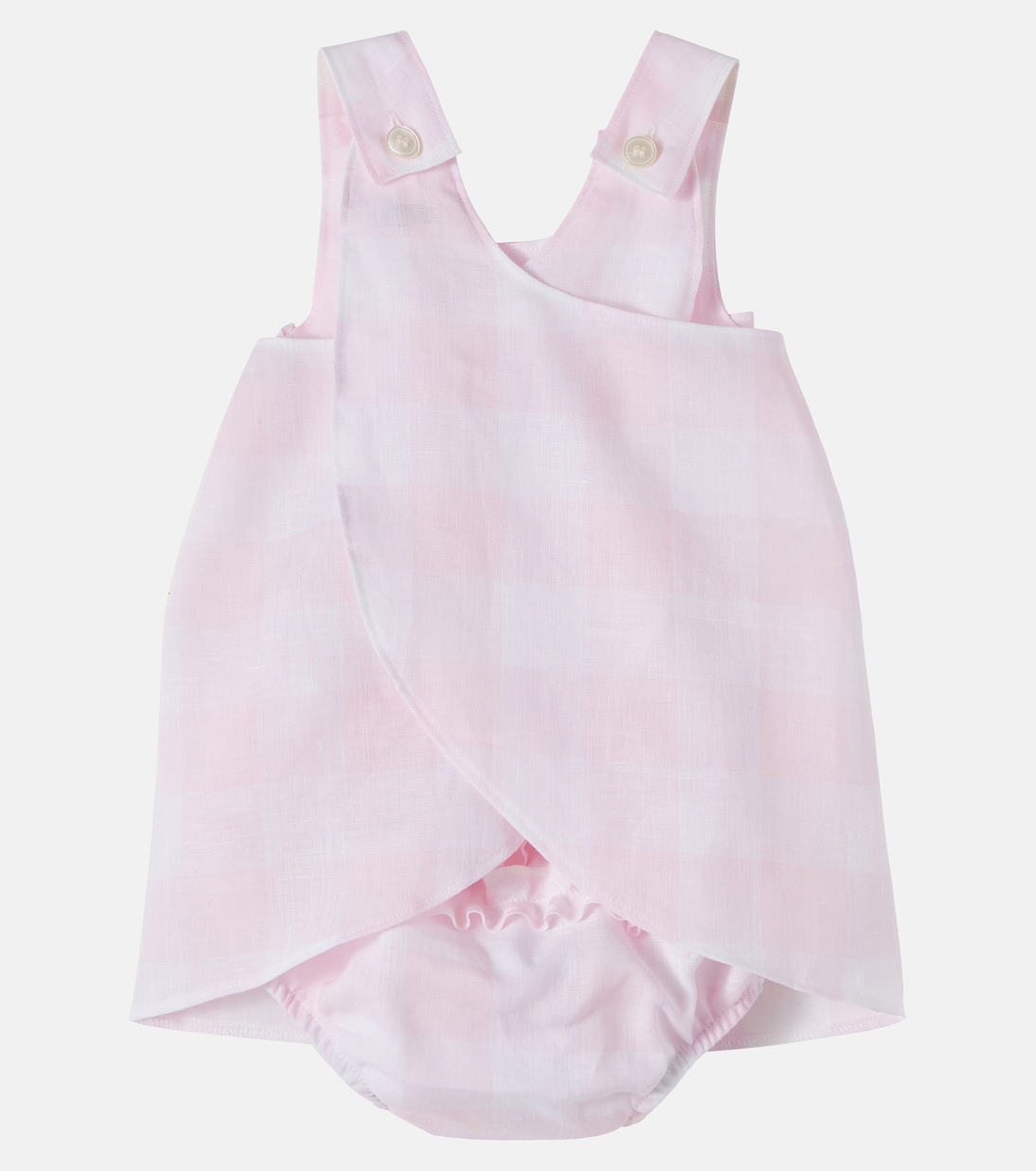 Baby checked linen dress and bloomers set | Il Gufo