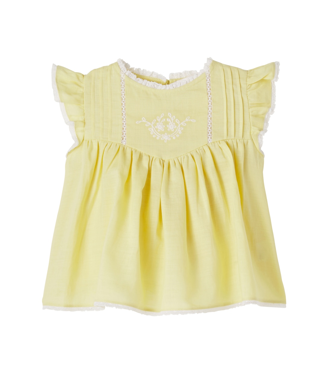 Embroidered lace-trimmed ramie top | C'era Una Volta