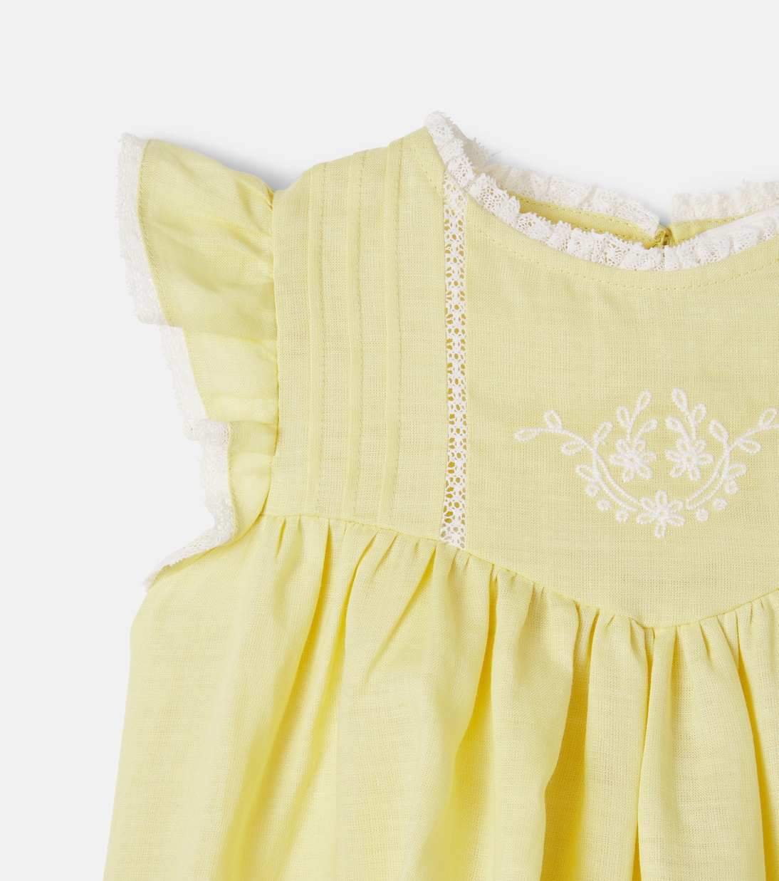 Embroidered lace-trimmed ramie top | C'era Una Volta