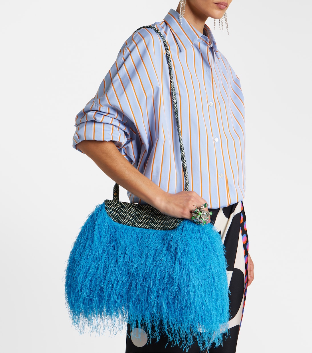 Small leather-trimmed crossbody bag | Dries Van Noten