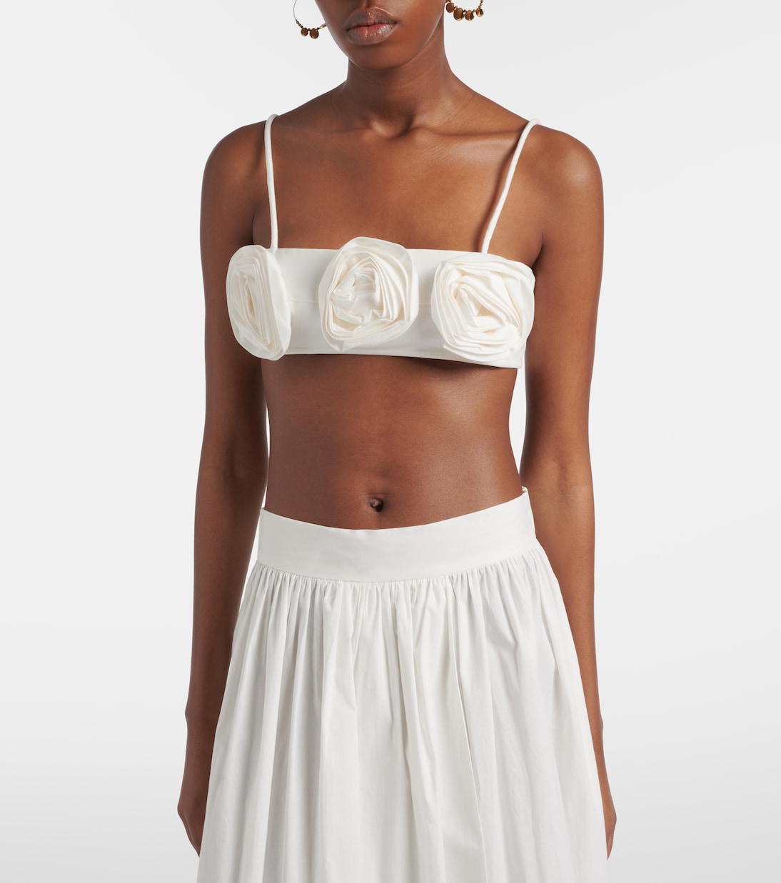 Floral-appliqué cotton-blend bandeau top | Adriana Degreas