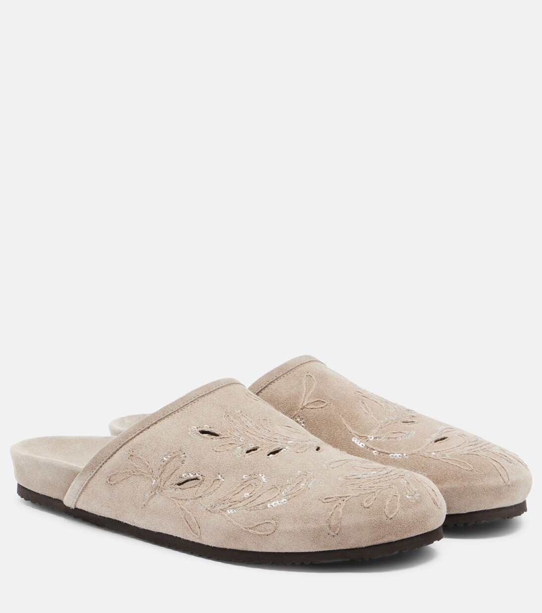Sequined suede slides | Brunello Cucinelli