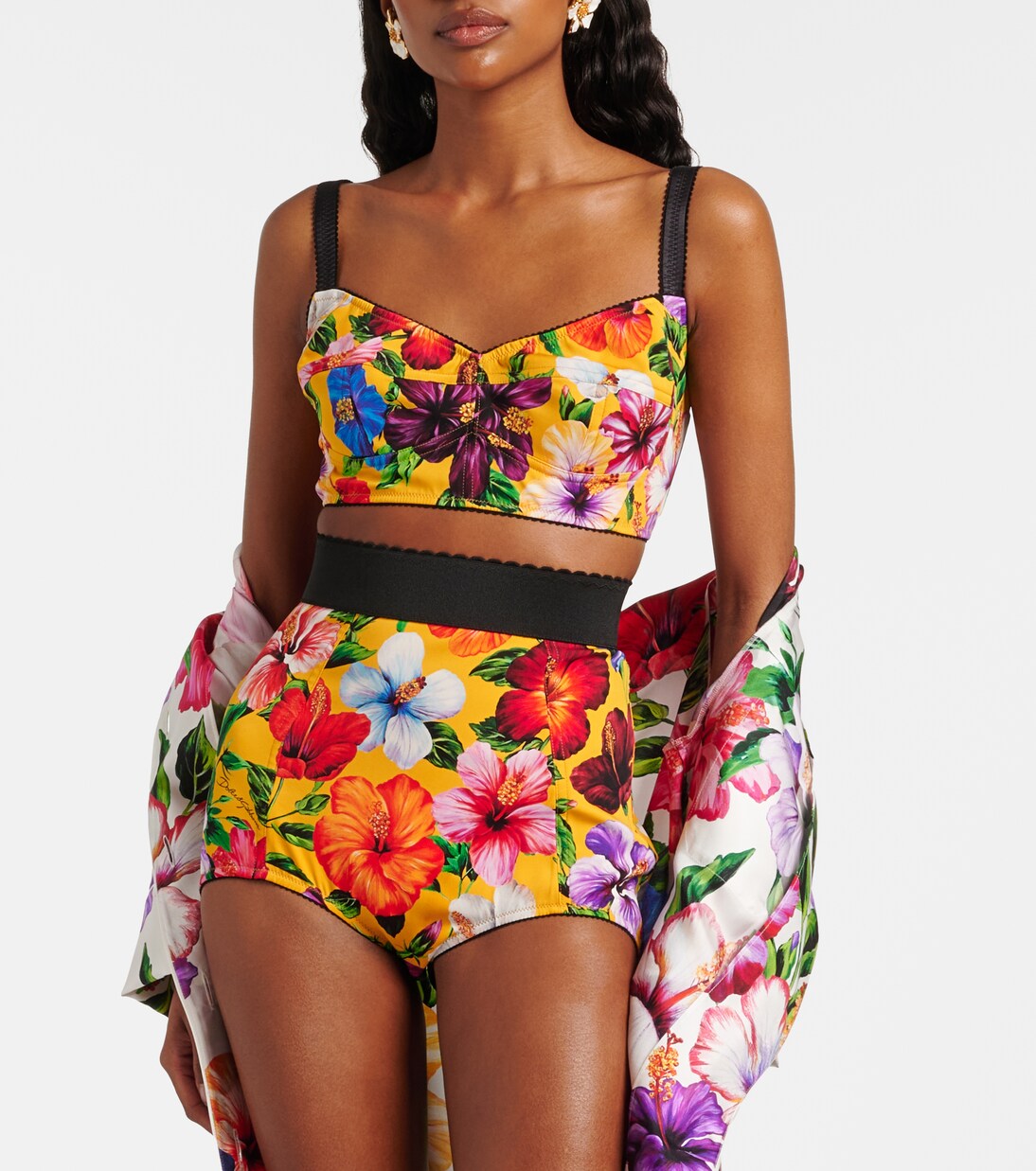 Shorts en mezcla de seda florales | Dolce&Gabbana