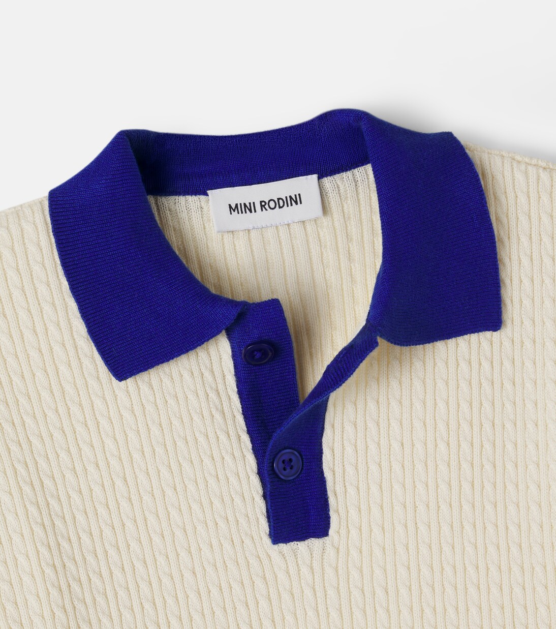 Cable-knit cotton polo shirt | Mini Rodini