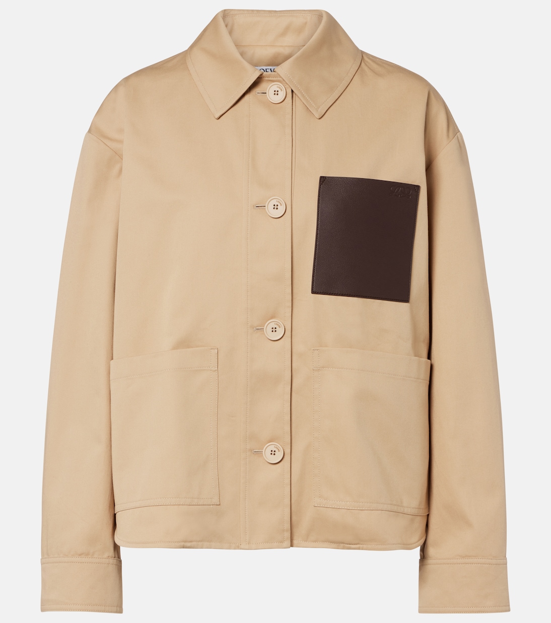 Giacca in cotone con pelle | Loewe