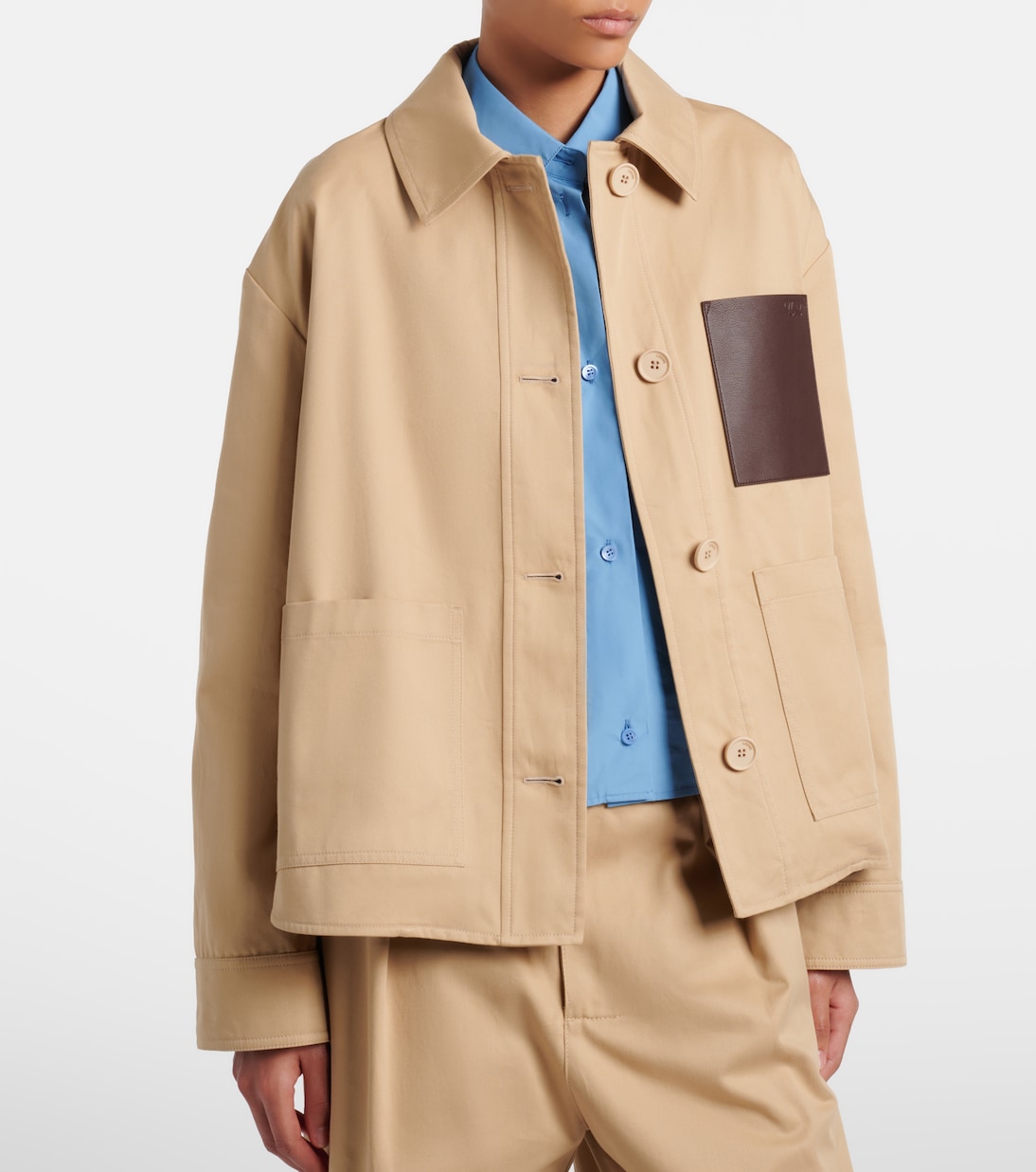 Giacca in cotone con pelle | Loewe