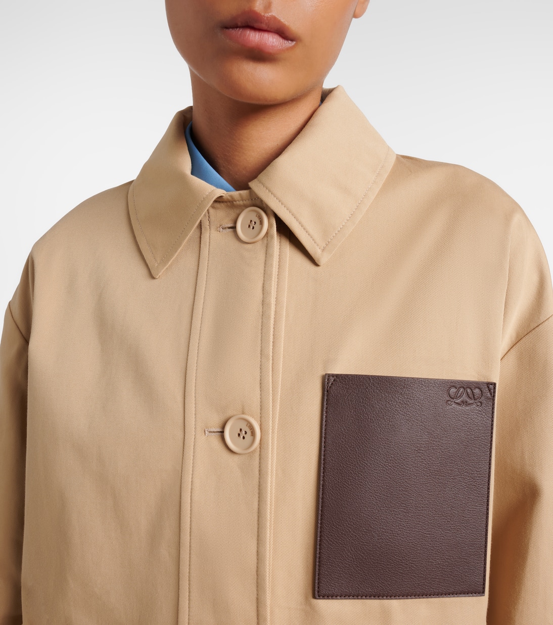 Giacca in cotone con pelle | Loewe