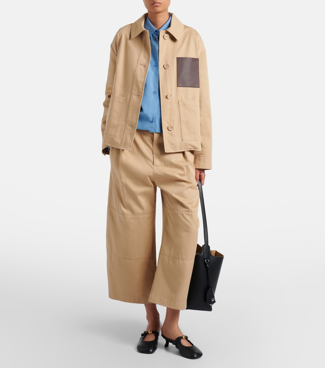Giacca in cotone con pelle | Loewe