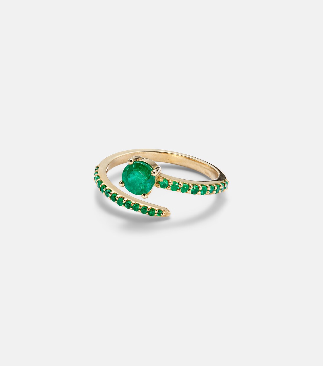 Grass Seed 18kt yellow gold ring with emeralds | Ileana Makri