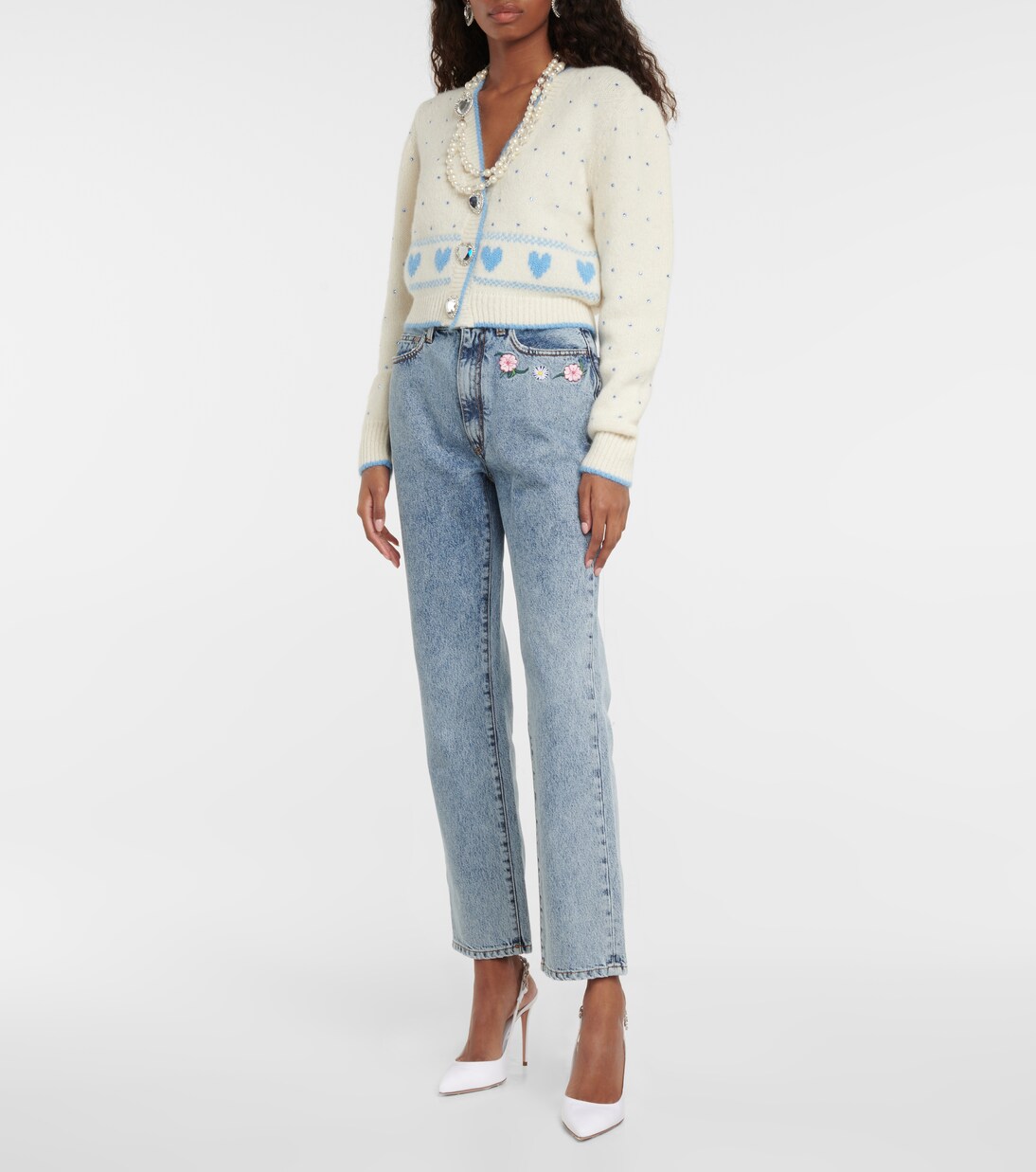 자카드 알파카 울 블렌드 카디건 | Alessandra Rich