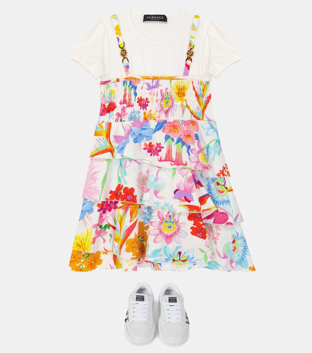 Jardin cotton-blend dress | Versace Kids