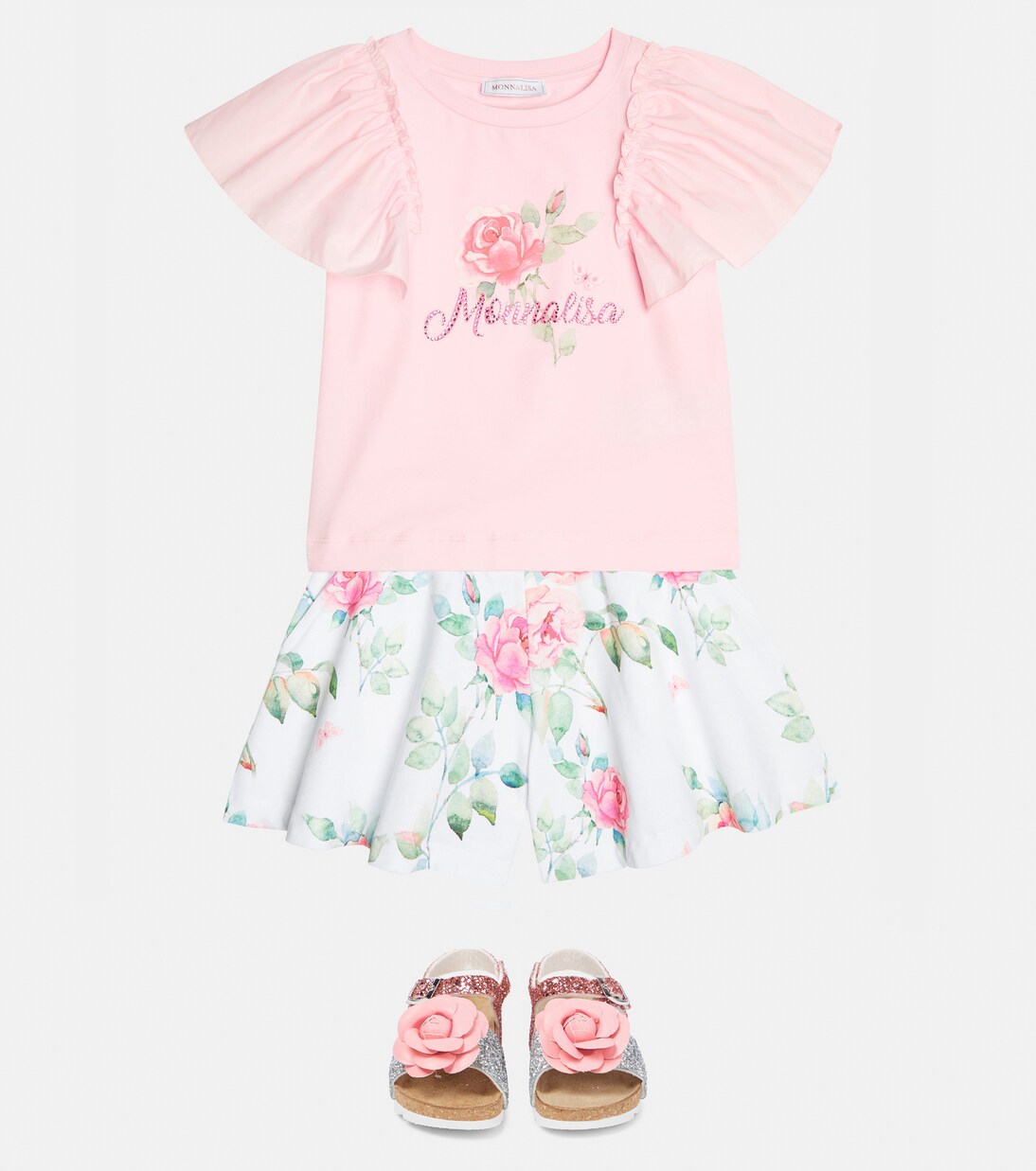 Ruffled cotton-blend jersey T-shirt | Monnalisa