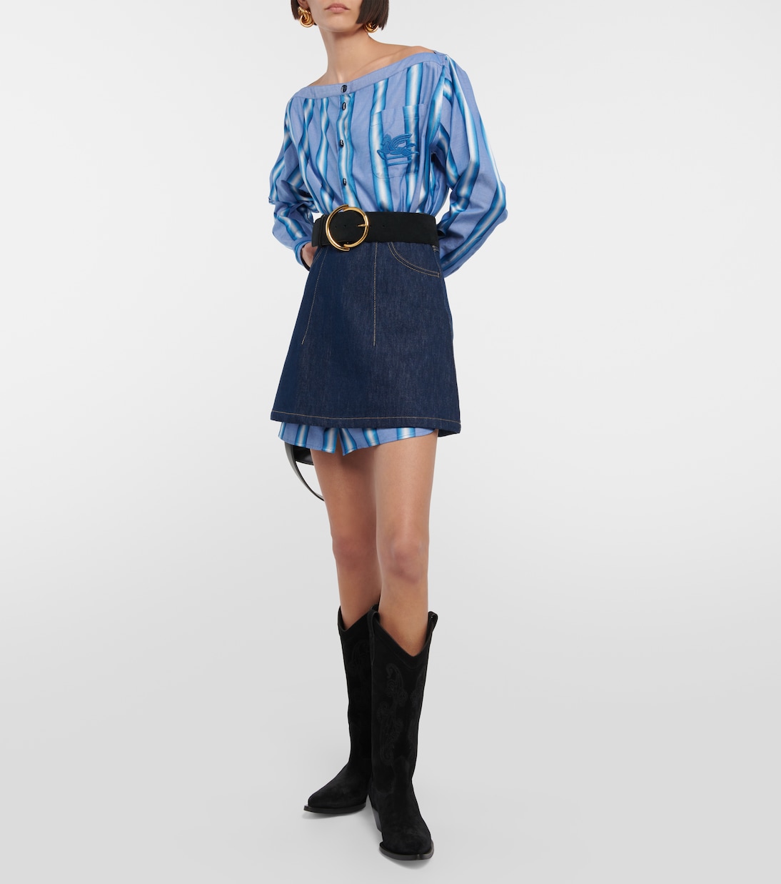Striped off-shoulder minidress | Etro