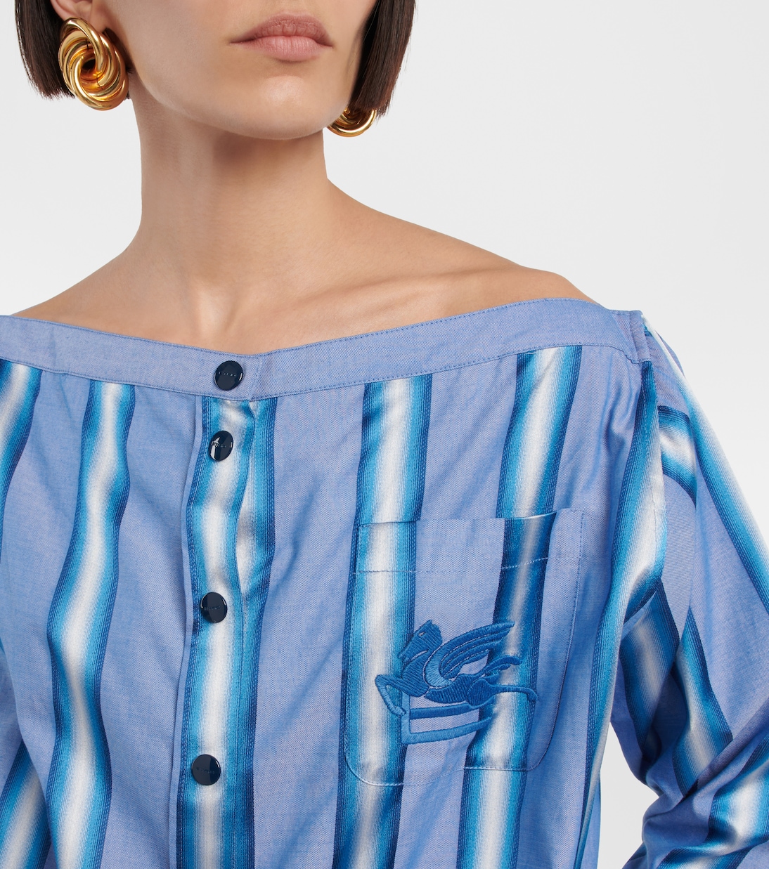 Striped off-shoulder minidress | Etro