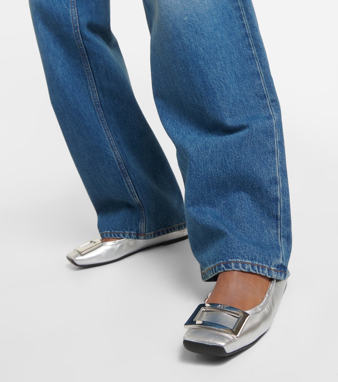 Viv' Pockette metallic leather ballet flats | Roger Vivier