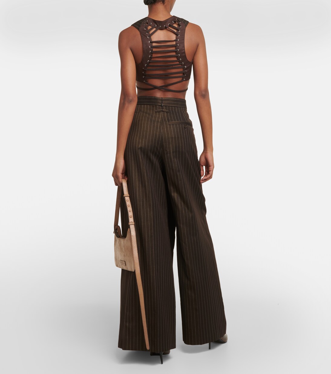 Tattoo pinstripe wool-blend maxi skirt | Jean Paul Gaultier