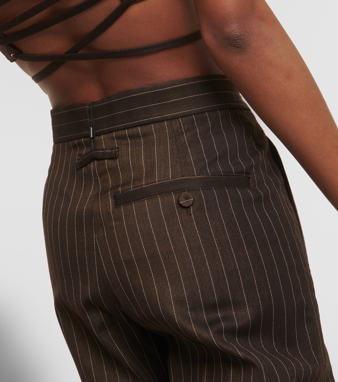Tattoo pinstripe wool-blend maxi skirt | Jean Paul Gaultier