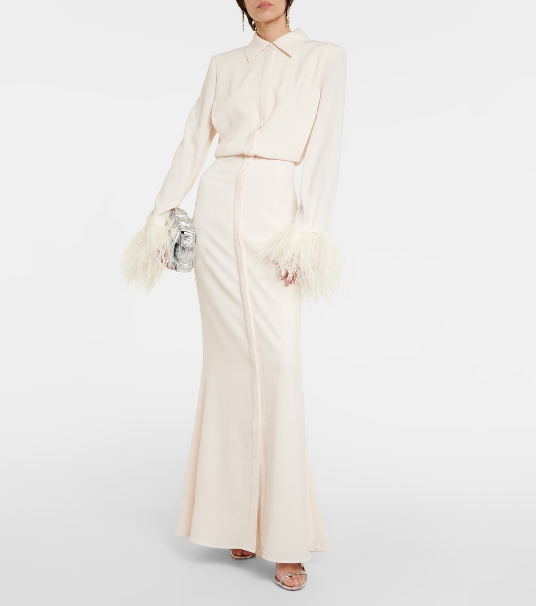 Hemdblusenkleid aus Crêpe mit Federn | Roland Mouret