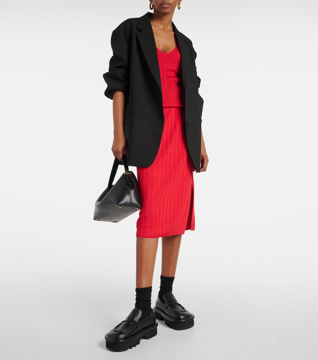 Falda midi de punto acanalado | Joseph