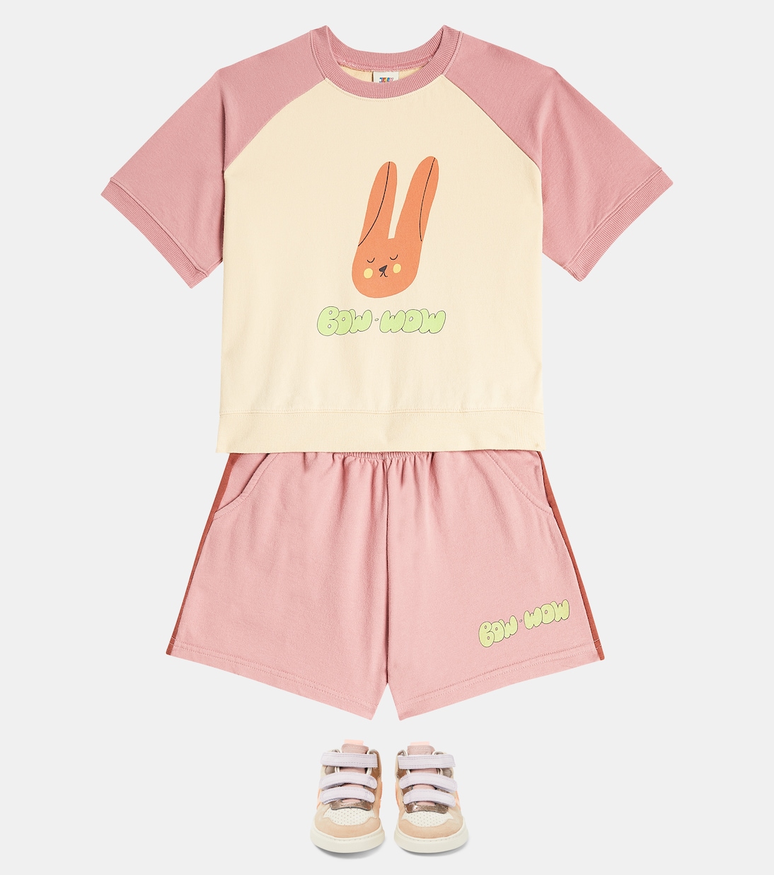 Printed cotton jersey T-shirt and shorts set | Jellymallow