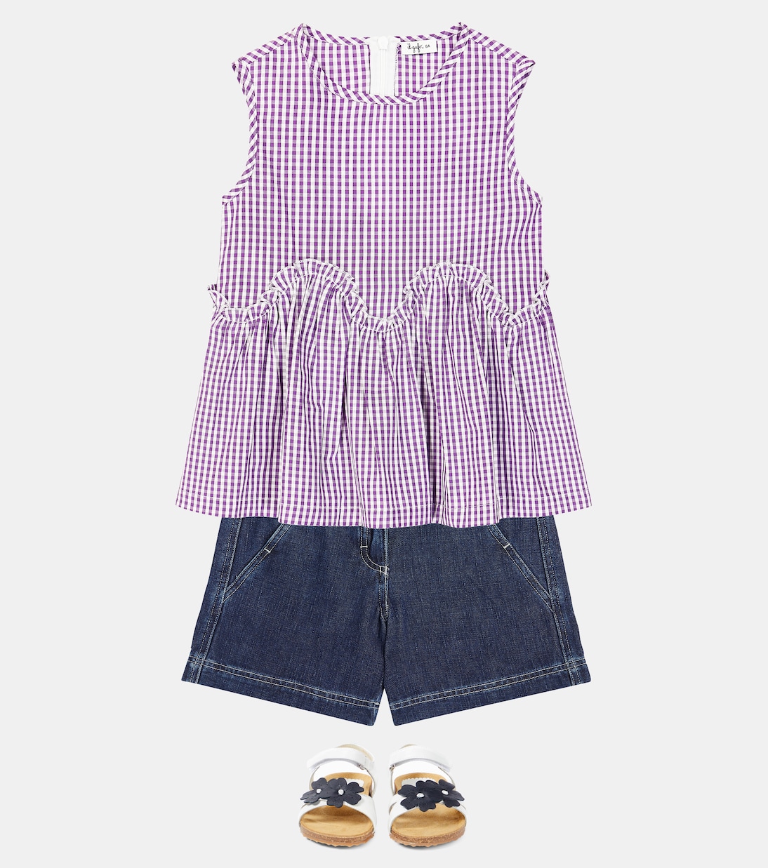 Checked floral cotton top | Il Gufo