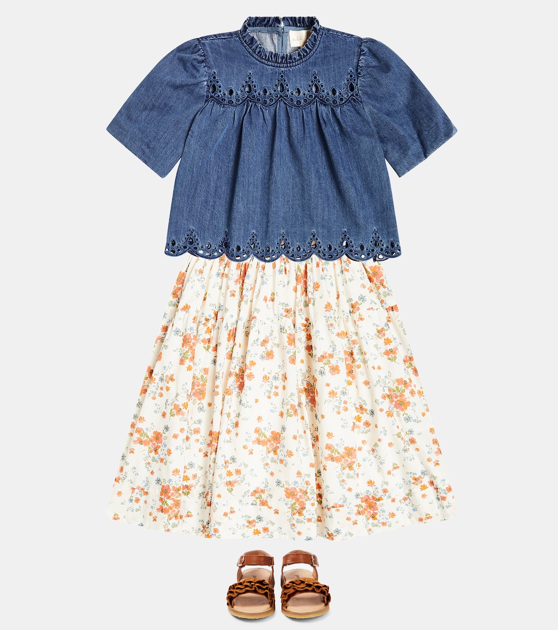 Smocked cotton chambray shirt | Petite Amalie  