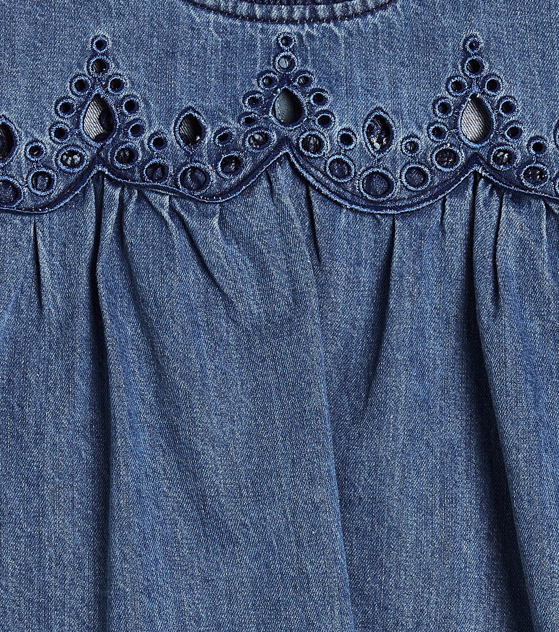 Smocked cotton chambray shirt | Petite Amalie  