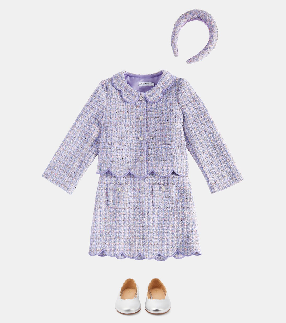 Scalloped bouclé jacket | Self-Portrait Kids