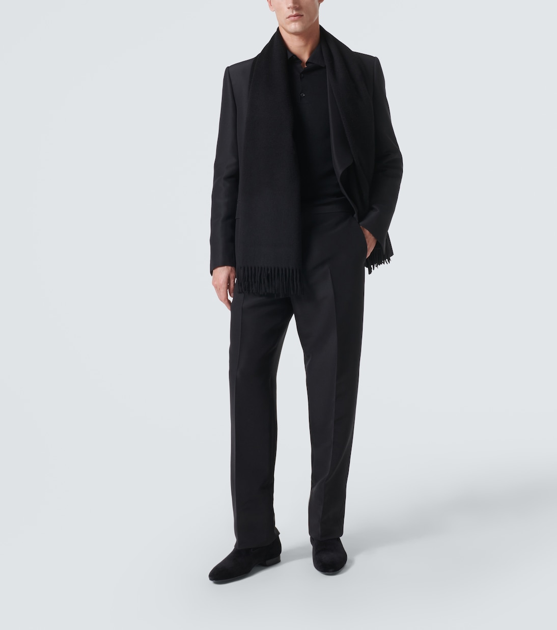 Leather-trimmed velvet loafers | Loro Piana