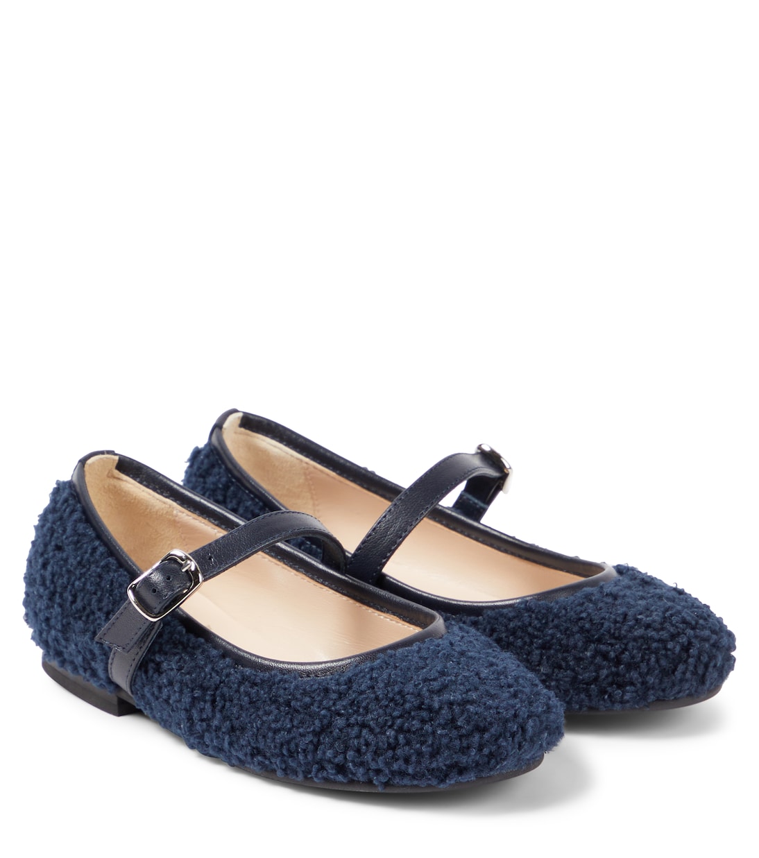 Leather-trimmed faux shearling ballet flats | Il Gufo