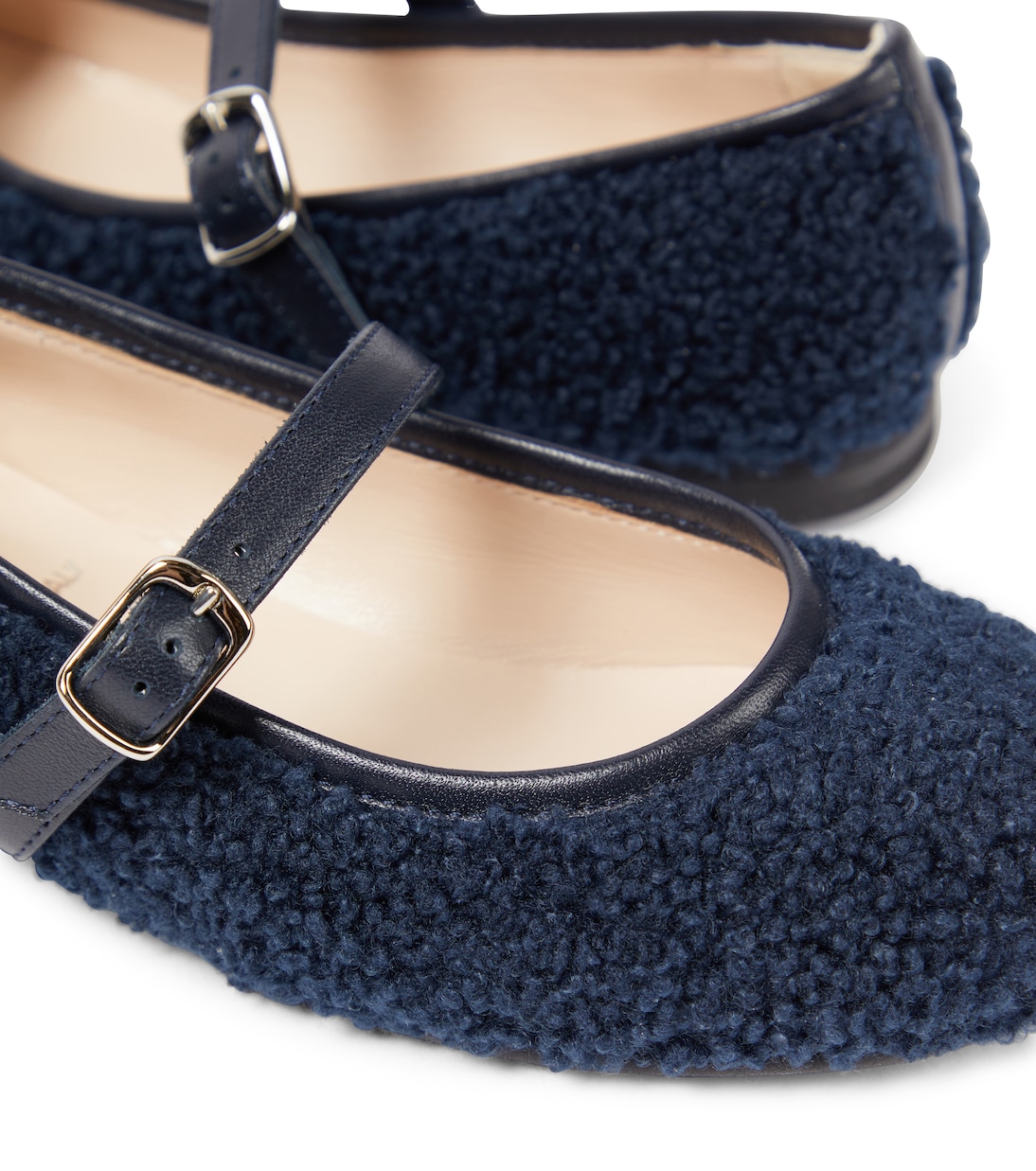 Leather-trimmed faux shearling ballet flats | Il Gufo
