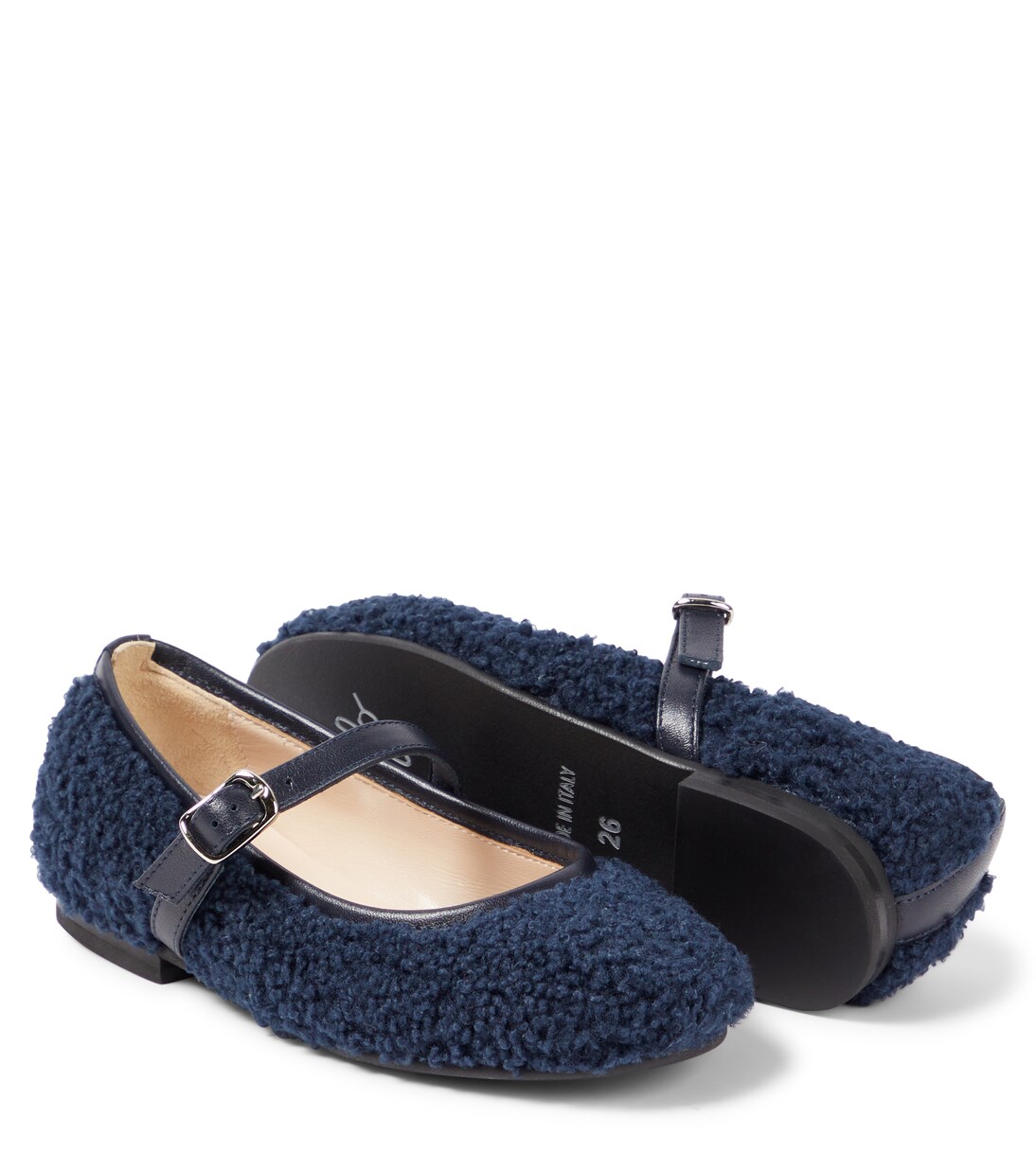 Leather-trimmed faux shearling ballet flats | Il Gufo
