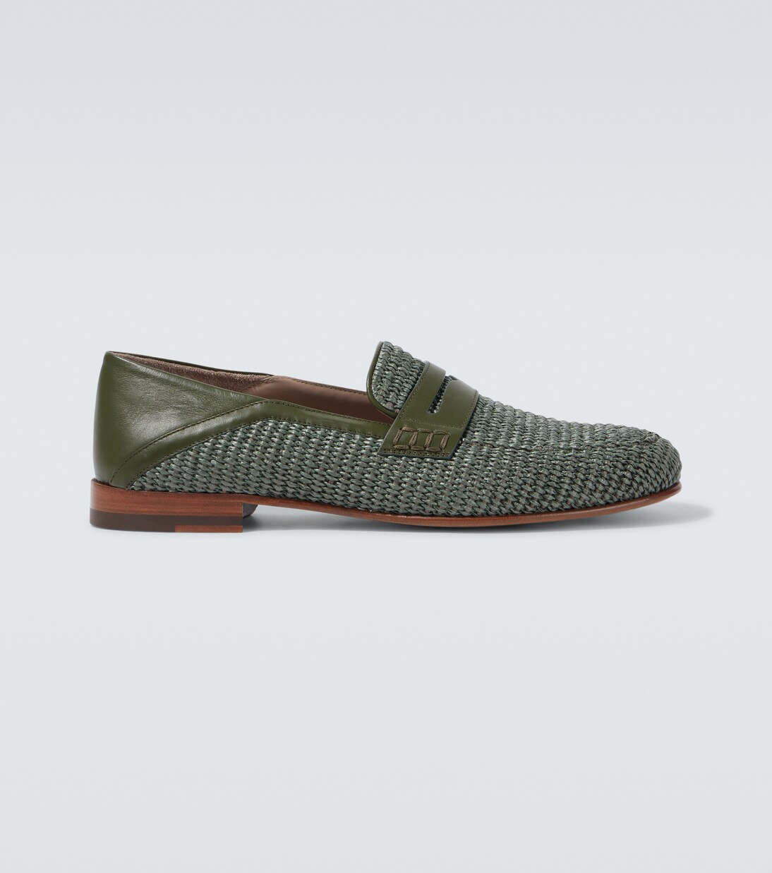 Padstow leather-trimmed raffia loafers | Manolo Blahnik
