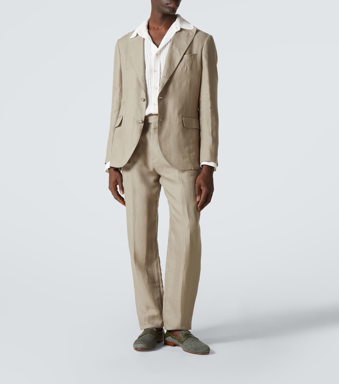 Padstow leather-trimmed raffia loafers | Manolo Blahnik